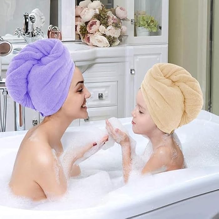 Hair Towel Hair Drying Shower Wrap Quick Dry Microfiber Multicolor Cotton Fresh One Size - Image 3